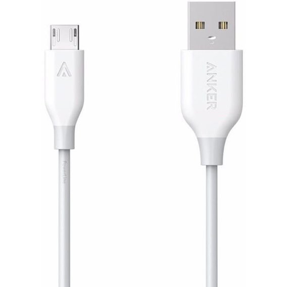 Кабель ANKER USB Cable to microUSB Powerline V3 90cm White (A8132H21)