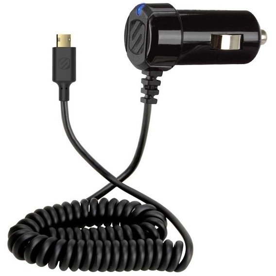 Зарядное устройство Scosche Car Charger EZTIP 12W 2.4A Black Reversible with Integrated microUSB Cable (EZC12)