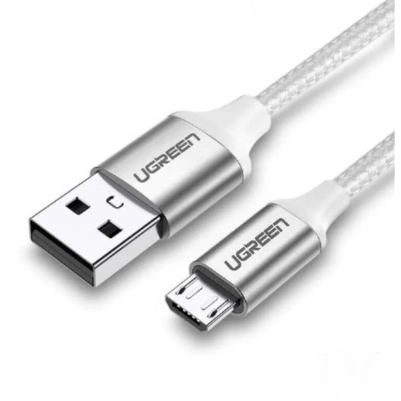 Кабель Ugreen Aluminum Braid USB Cable to microUSB 1m White (60151)