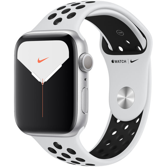 Apple Watch Series 5 Nike 44mm GPS Silver Aluminum Case with Pure Platinum/Black Nike Sport Band (MX3V2)
