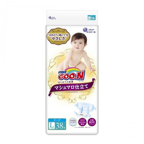 Подгузники Goo.N Super Premium Marshmallow L 9-14 кг на липучках 38 шт (853349)