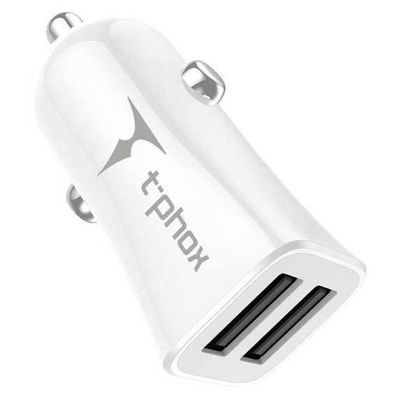 Зарядное устройство T-PHOX USB Car Charger 2xUSB 2.4A White (Pocket Car Charger)