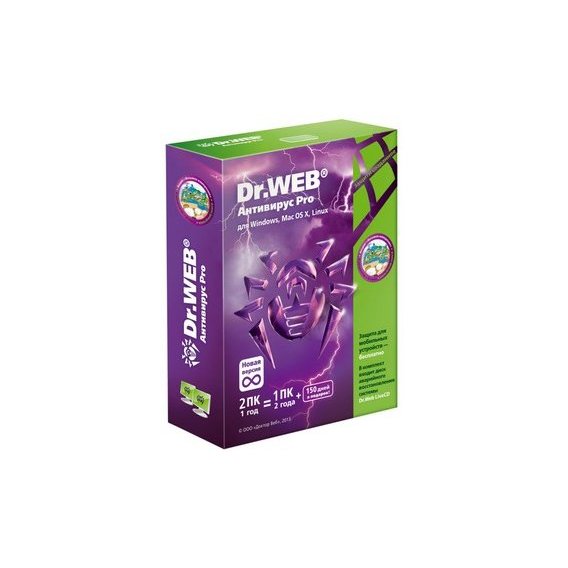 Dr. Web для Windows Антивирус Pro 8.0 (на 12 месяцев 2 ПК) (AHW-A-12M-2-A2)