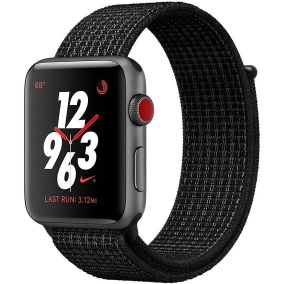 Apple Watch Series 3 Nike+ 42mm GPS+LTE Space Gray Aluminum Case with Black/Pure Platinum Nike Sport Loop (MQLF2)