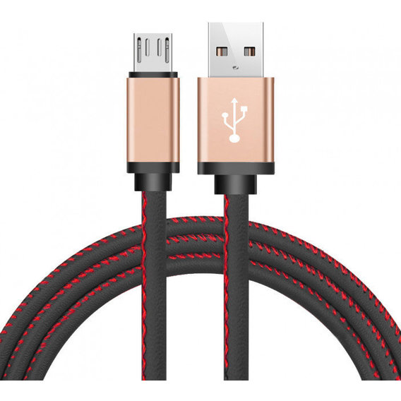 Кабель XOKO USB Cable to microUSB Leather 1m Black (SC-115m-BK)