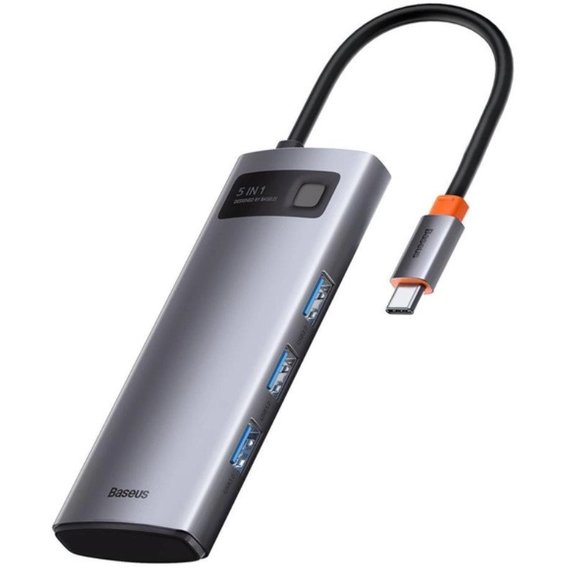 Адаптер Baseus Adapter USB-C to 3xUSB 3.0+HDMI+USB-C PD Gray (WKWG020013)
