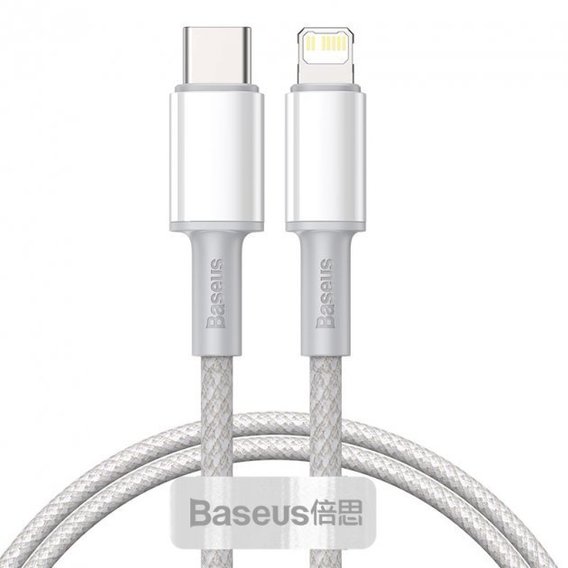 Кабель Baseus Cable USB-C to Lightning PD High Density Braided 20W 1m White (CATLGD-02)