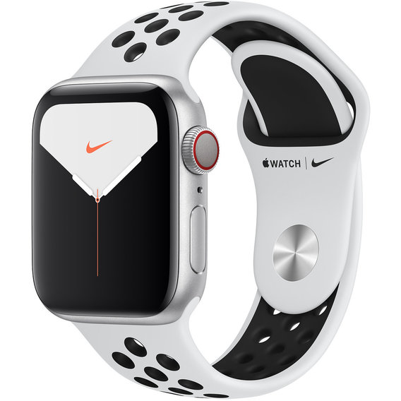 Apple Watch Series 5 Nike 40mm GPS+LTE Silver Aluminum Case with Pure Platinum/Black Nike Sport Band (MX372)