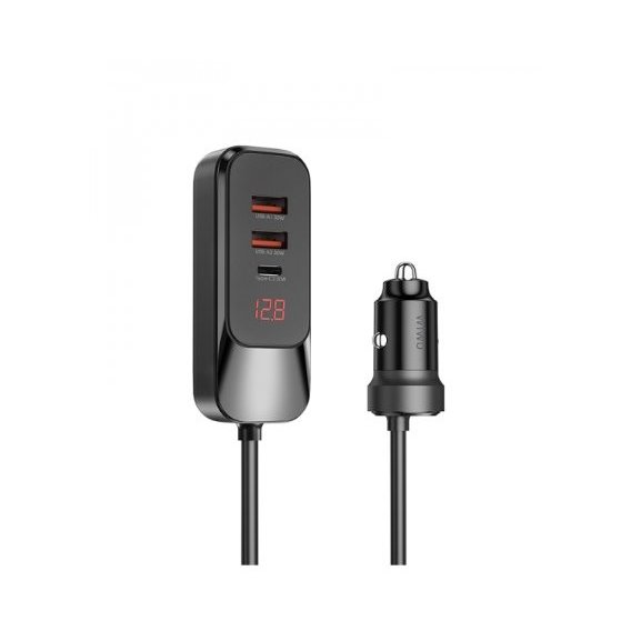 Зарядное устройство WIWU Car Charger 2xUSB+USB-C Extend Wi-QC015 120W Black