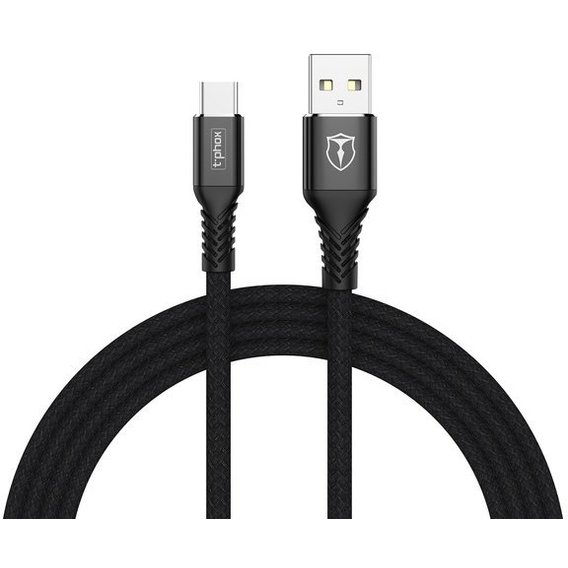 Кабель T-PHOX USB Cable to USB-C Jagger 1m Black (T-C814 black)