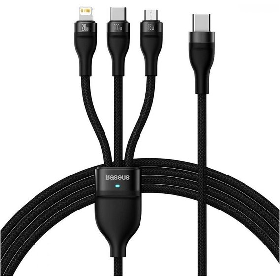 Кабель Baseus Cable USB-C to Micro USB/Lightning/Type-C Flash Series 2 Fast Charging C 100W 1.5m Black (CASS030201)