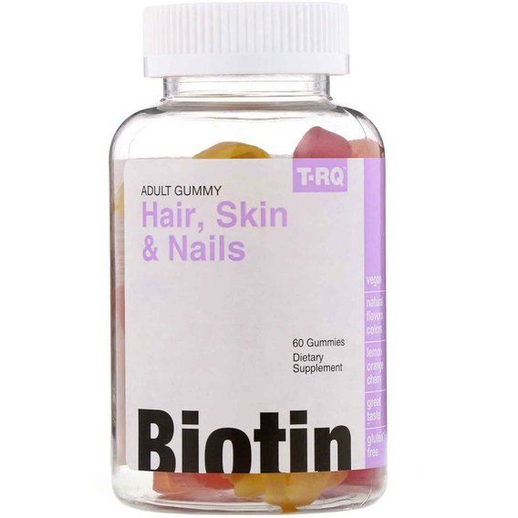 

T-RQ Hair Skin & Nails Biotin Биотин для волос, кожи и ногтей фруктовый вкус 60 жевательных конфет
