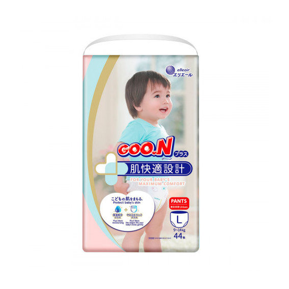 Трусики-подгузники Goo.N для детей 9-14 кг (размер L, унисекс, 44 шт)