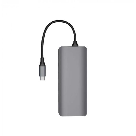 Адаптер WIWU Adapter Alpha A12 USB-C to USB-C+3xUSB3.0+3xUSB2.0+SD+HDMI+RJ45+3.5mm Grey