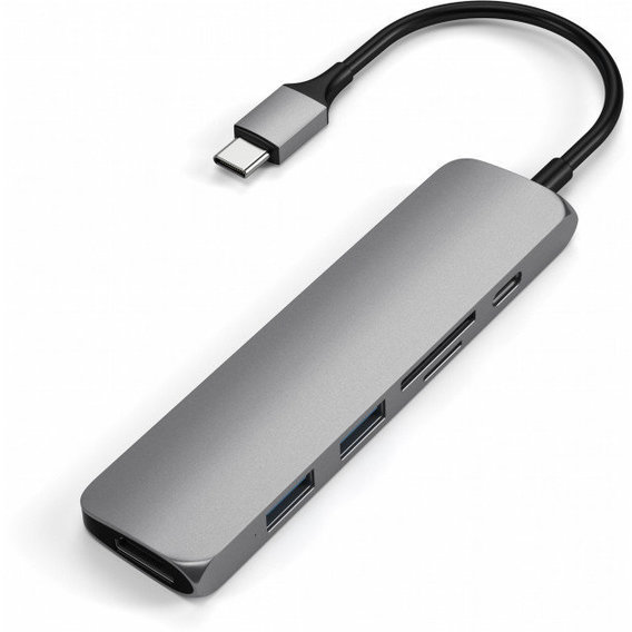 Адаптер Satechi Adapter USB-C to micro SD+SD+2xUSB3.0+USB-C Space Grey (ST-SCMA2M)
