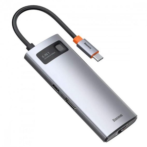 Адаптер Baseus Adapter USB-C to 3xUSB3.0+HDMI+RJ45+USB-C Gray (CAHUB-CW0G)
