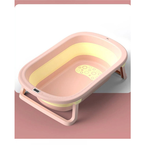 Ванночка складная Babyhood Комфорт Плюс с термометром, розовая (BH-328PY)