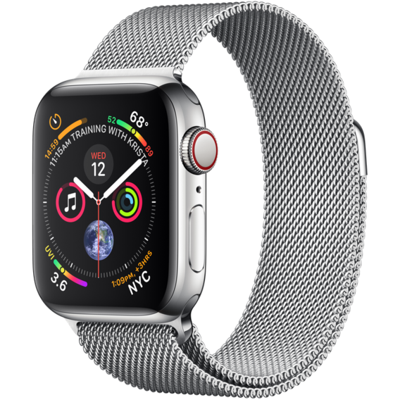 Apple Watch Series 4 40mm GPS+LTE Stainless Steel Case with Milanese Loop (MTUM2)