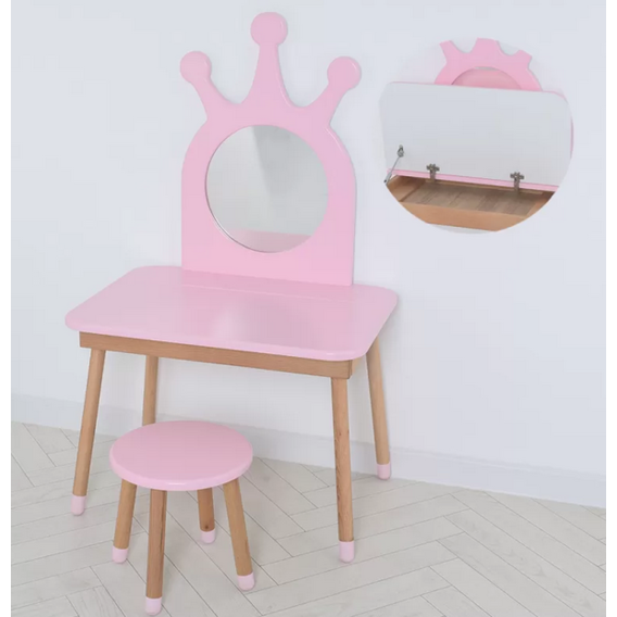Туалетный столик с ящиком и стульчиком Bambi 03-01PINK-BOX Розовый