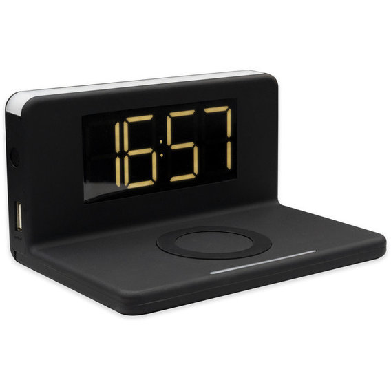 Зарядное устройство Qitech Wireless Charger with Alarm Clock Black (QT-Clock1bk)