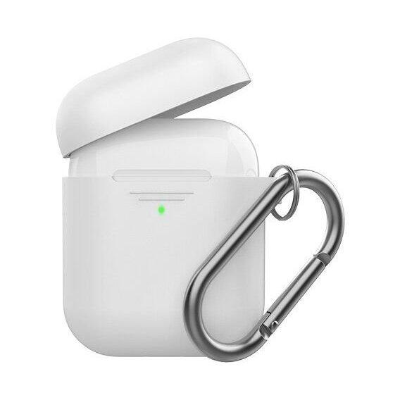 Чехол для наушников AhaStyle Silicone Duo Case with Belt White (AHA-02060-WHT) for Apple AirPods 2 2019