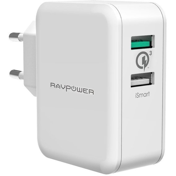 Зарядное устройство RavPower USB Wall Charger Quick Charge 3.0 2xUSB 30W White (RP-PC006WH)
