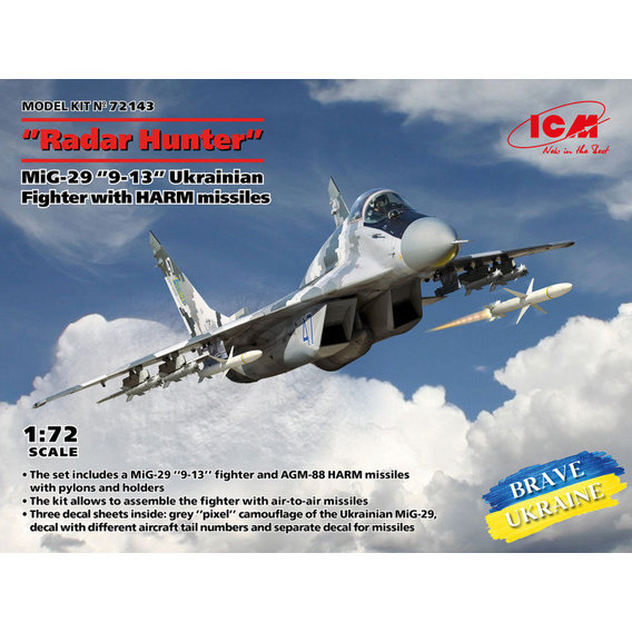 Модель ICM "Мисливець за РЛС", МіГ-29 "9-13" український винищувач з ракетами HARM (ICM72143)