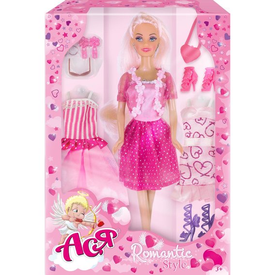 Кукла Ася блондинка с 3 нарядами и аксессуарами, Романтический стиль