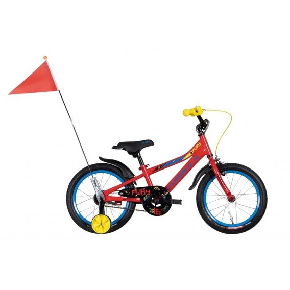 Велосипед 16" Formula Fury 2022 Красный с желтым и синим (OPS-FRK-16-183)
