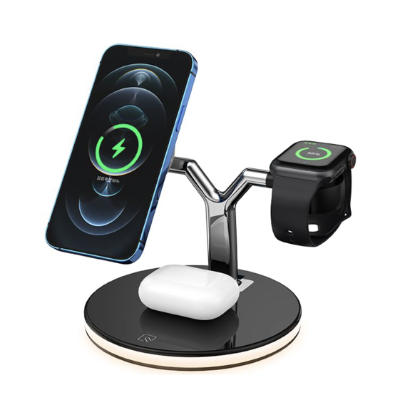 Зарядное устройство Charging Master Wireless Charger Stand MagSafe 25W Black for iPhone 15 I 14 I 13 I 12 series and Apple Watch