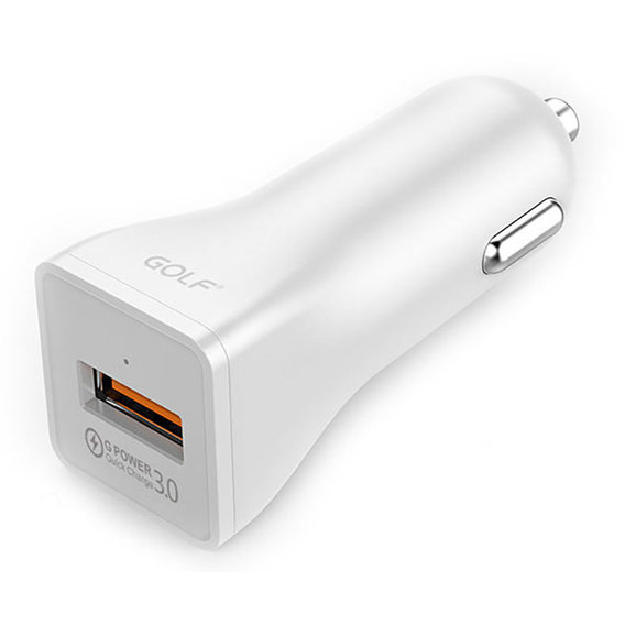 Зарядное устройство Golf USB Car Charger Quick Charge 3А White (GF-CQ1)