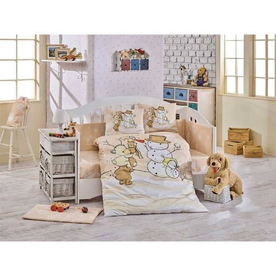 Комплект постельного белья HOBBY Snowball детский бежевый 100х150 см 2х35х45 см (8698499129320)