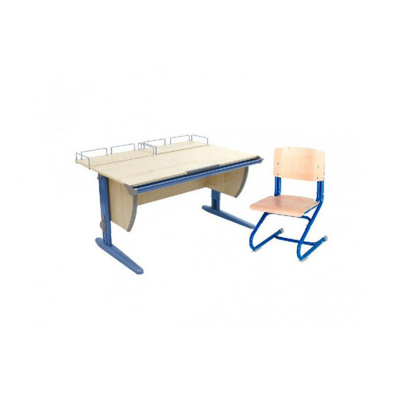 Стол универсальный трансформируемый СУТ.15-01 (120 см*88 см)+ Полка задняя СУТ.15.210 (2 шт.) + Стул СУТ.01-01 (фанера) клен/синий