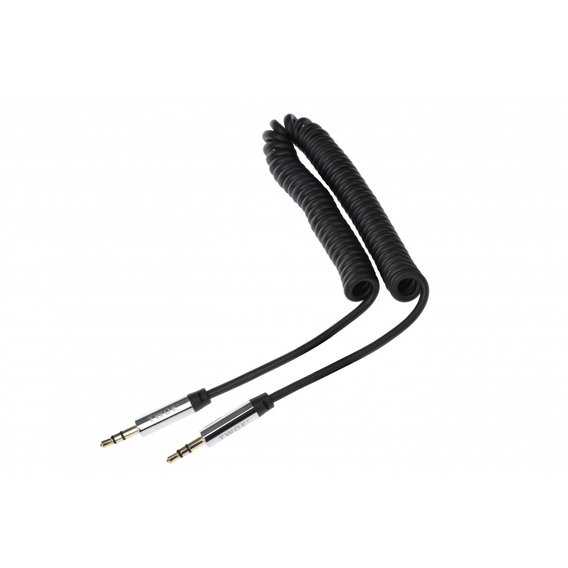 Кабель 2E Audio Cable AUX 3.5mm Jack Coiled 1.8m Black (2E-W3539bl)