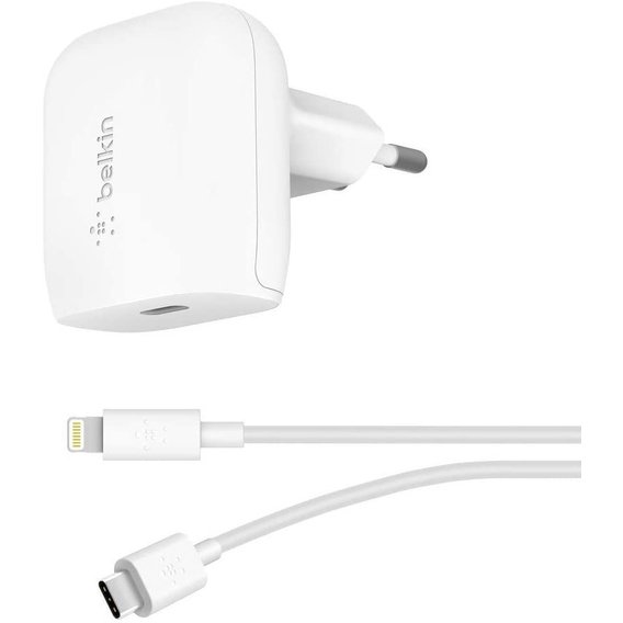 Зарядное устройство Belkin USB-C Wall Charger 20W White with Cable USB-C to Lightning (WCA003VF04WH)