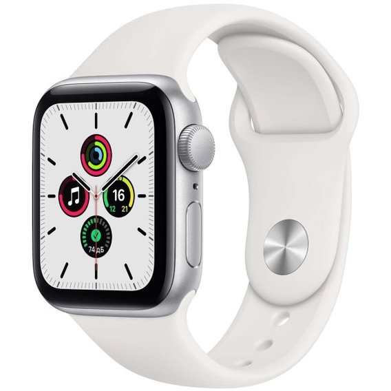 Apple Watch SE 44mm GPS+LTE Silver Aluminum Case with White Sport Band