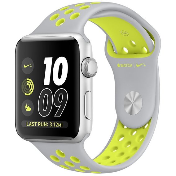 Apple Watch Nike+ 42mm Silver Aluminum Case with Flat Silver/Volt Nike Sport Band (MNYQ2)