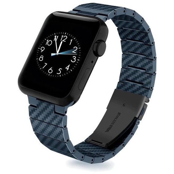 Аксессуар для Watch COTEetCI W76 Carbon Fiber Pattern Strap Blue (22008-BL) for Apple Watch 42/44/45/49mm