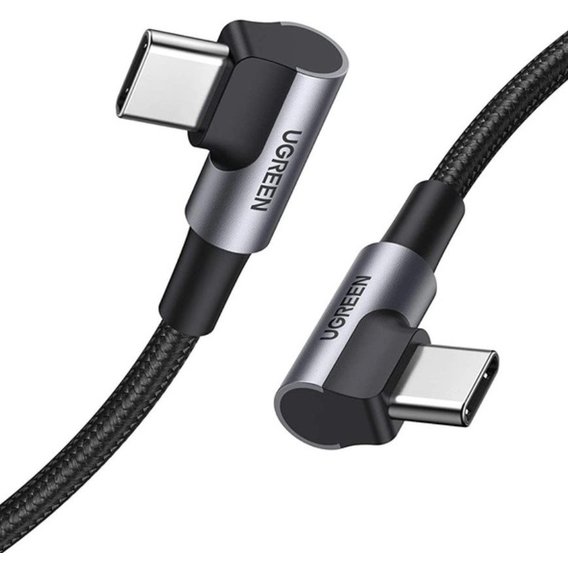 Кабель Ugreen Both Angled USB-C to USB-C 3A 1m Grey/Black (70529)