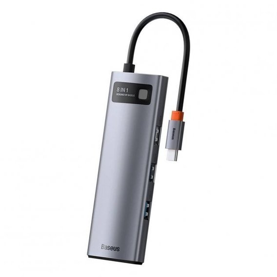 Адаптер Baseus Adapter USB-C to 3xUSB3.0+HDMI+RJ45+USB-C+TF+SD Gray (CAHUB-CV0G)