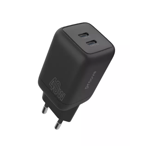 Зарядное устройство Proove Wall Charger 2xUSB-C Silicone Power 40W Black