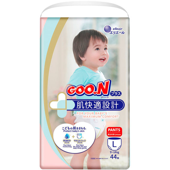 Трусики-подгузники Goo.N Plus для детей 9-14 кг (размер L, унисекс, 44 шт.)