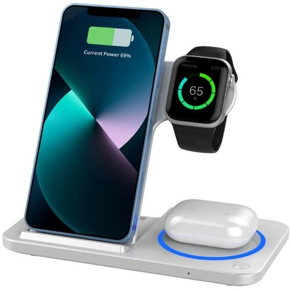 Зарядное устройство WIWU Wireless Charger Power Air 3 in 1 Wi-W020 15W White for Apple iPhone, Apple Watch and Apple AirPods