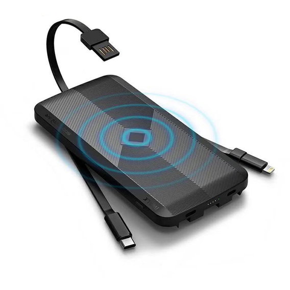 Внешний аккумулятор iWALK Power Bank Scorpion Air 12000mAh Lightning/microUSB/USB-C with Wireless Charger Black (UBA12000)