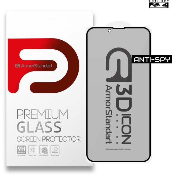 Аксессуар для iPhone ArmorStandart Tempered Glass 3D Icon Anti-spy Black (ARM60979) for iPhone 14 Plus | 13 Pro Max