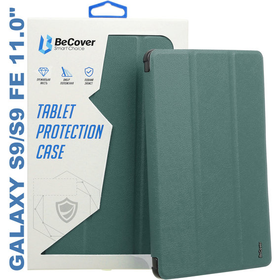 Аксессуар для планшетных ПК BeCover Case Book Soft Edge with Pencil mount Dark Green for Samsung X710 Galaxy Tab S9 / X510/X516B Galaxy Tab S9 FE (710440)