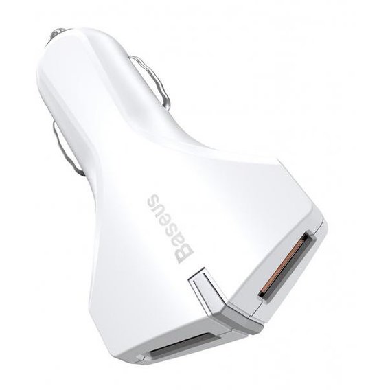 Зарядное устройство Baseus USB Car Charger Small Rocket QC3.0 2xUSB 3A White (CCALL-RK02)