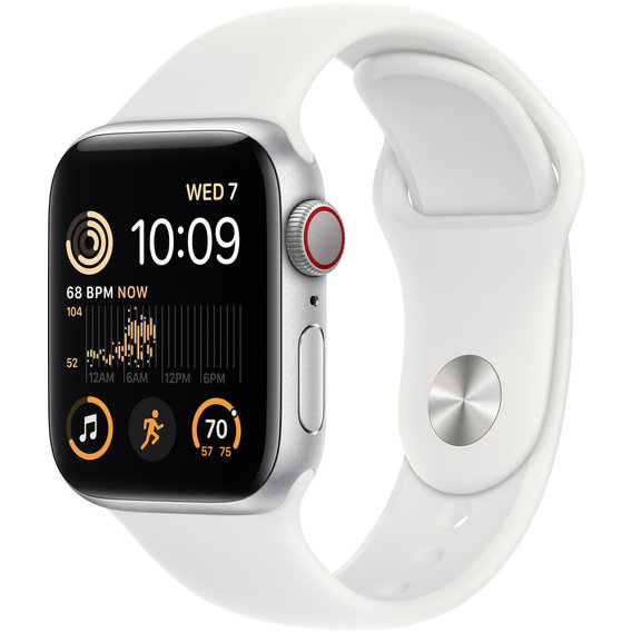 Apple Watch SE 2 40mm GPS+LTE Silver Aluminum Case with White Sport Band (MNTQ3)