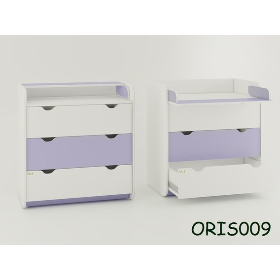 Пеленальный комод Colour на 3 ящика Бело-лиловый (ORIS009)