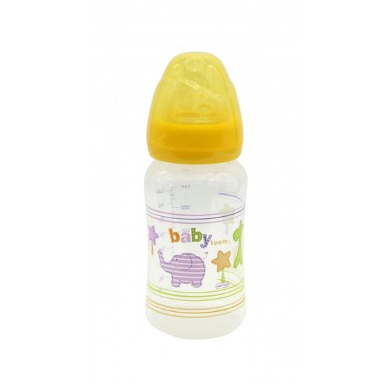 Бутылочка с широким горлом Baby Team 250мл 6+ (1002_желтый)
